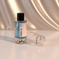 Flacon pulvérisateur de parfum cylindrique transparent en verre de 30 ml/50 ml avec fond en forme de montagne, couleur personnalisée, logo, sans diffuseur à bâtonnets