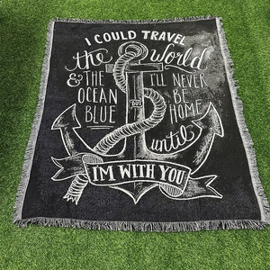 Màu đen và trắng loạt dệt tấm thảm chăn tùy chỉnh Jacquard bông & polyester tấm thảm chăn - Product Image 3