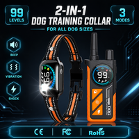 Collar de Adiestramiento para Perros 2 en 1 con Control Remoto, Sonido, Vibración y Choque, 99 Niveles, Recargable, para Perros Pequeños, Medianos y Grandes