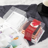 Nouveau Offre Spéciale petites boîtes à gâteaux carrées transparentes boîte à gâteau en plastique de haute qualité pouding transparent gâteau tranche conteneur