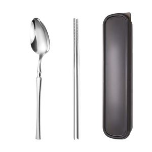 Light Luxury Camping Stainless Steel Cutlery <b>Portable</b> Tableware Chopsticks Spoon Fork Small Waist 3pcs Flatware Dinnerware Set - Product Image 2