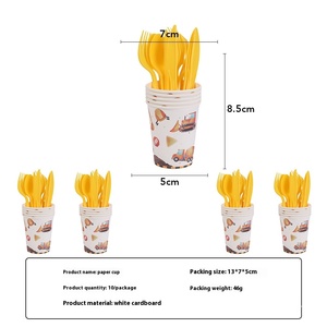 ชุดจานและผ้าเช็ดปากสำหรับงานเลี้ยงวันเกิดธีมก่อสร้าง DAMAI สำหรับ 16 ท่าน ของตกแต่งงานปาร์ตี้ธีมก่อสร้างสำหรับเด็ก (สีเหลือง) - Product Image 3