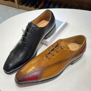 Chaussures Oxford pour hommes en cuir véritable de haute qualité, grande taille, formelles et décontractées, à bout carré, imperméables et respirantes - Product Image 3