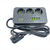 Stopkontak Ekstensi USB 3 Jalur dengan 4 Port USB-A dan 1 Port Tipe-C 230V Standar Rusia Eropa Bahan ABS