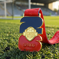 Médailles de football personnalisées en alliage de zinc, plaquées or, avec logo et lettres émaillées, pour la personnalisation