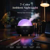 Diffuseur d'arômes ultrasonique électrique sans eau en verre noir, humidificateur télécommandé, fonctionnement silencieux, veilleuse en bois, 200 ml