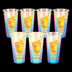 Vasos Desechables Biodegradables Transparentes con Brillo Arcoíris <span class=keywords><strong>Azul</strong></span> Rosa, con Tapa de Cúpula, Vaso Pla U de 500 ml para Bebidas de Matcha - Product Image 1