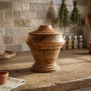 Wooden Pet Urn Brown Round Memorial Cremation Keepsake Urn Natural Wood Pet <b>Casket</b> <b>for</b> Home Remembrance - Product Image 2