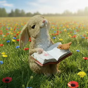 Statue de lapin <span class=keywords><strong>en</strong></span> résine pour extérieur, personnalisable <span class=keywords><strong>en</strong></span> gros, sculptée <span class=keywords><strong>en</strong></span> 3D, faite à la main, peinte à la main, sculpture animale de jardin, décoration intérieure - Product Image 4