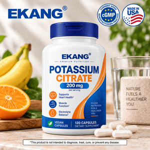 Fabriqué aux États-Unis, citrate de potassium 200 mg, complément alimentaire végétalien, 120 capsules, soutien à l'équilibre électrolytique musculaire - Product Image 1