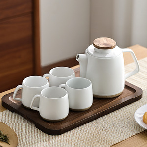 Nordic Simple <b>Water</b> <b>Kettle</b> White Ceramic Tea Set and Cups Porcelain Teapot with Infuser - Product Image 1