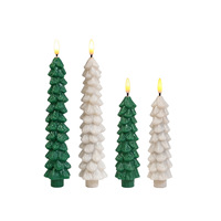 Bougie électronique en cire de paraffine à longue tige en forme de sapin de Noël avec lumières LED, lot de 2, pour une ambiance et une décoration intérieures festives