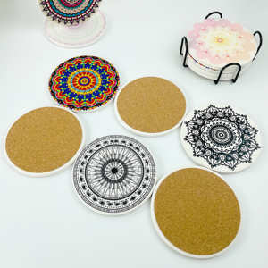 Sous-verres en céramique ronds mats à motif de <span class=keywords><strong>Mandala</strong></span> personnalisés de haute qualité sous-verres élégants absorbant l'eau pour cuisine Bar café - Product Image 5