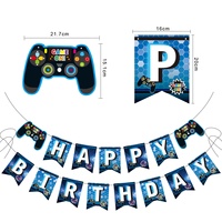Bannière d'anniversaire pour manette de jeu, décoration de fête Joyeux Anniversaire, thème Jeu, papier spirale bleu