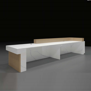 Led ánh sáng tiếp nhận estetica trắng và vàng tiếp nhận bàn tiếp tân cho thanh toán và bán lẻ phía trước truy cập - Product Image 4