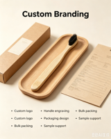 Brosse à dents souple en bambou avec manche en bois naturel, consommables de nettoyage buccal pour les courts séjours, approvisionnement transfrontalier