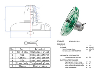 Isolateur de suspension en verre U210B 210kN pour accessoires de transmission et de distribution d'énergie