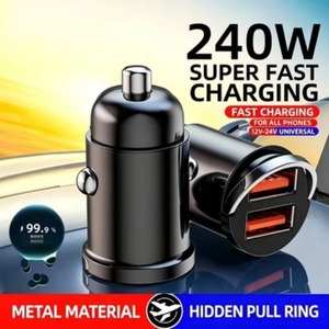 ที่ชาร์จในรถยนต์ขนาดเล็ก 240W แบบคู่ 12V 24V อะแดปเตอร์ชาร์จ USB พกพา สำหรับเดินทางโดยรถยนต์ - Product Image 5