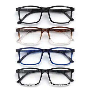 Wholesale Price Cheap Reader Black Plastic PC Women Men Fashion Trendy Anti Blue Light Square Prescription Reading Glasses