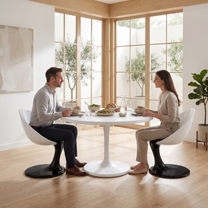 <b>White</b> Round Pedestal <b>Dining</b> <b>Table</b> Modern Minimalist Fiberglass <b>Dining</b> able Home Restaurant Furniture - Product Image 4