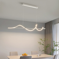 Lustre moderne linéaire en forme d'anneau pour salle à manger, décoration intérieure, salon, bar, en aluminium et acrylique, luminaire suspendu LED à intensité variable