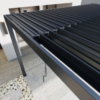 Pergola manuelle à lames orientables en aluminium imperméable 3x3m avec toit réglable et système de drainage intégré pour terrasse extérieure