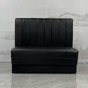 Cabinas de restaurante personalizadas Muebles de restaurante comercial Asientos de cabina de cuero de PU negros modernos - Product Image 5