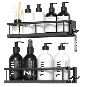 Organizador de Almacenamiento para Baño y Cocina, Estante de Pared con Ganchos para Ahorrar Espacio, Juego de Estantes para Especias y Despensa - Product Image 1