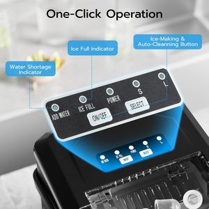 Máquina <span class=keywords><strong>de</strong></span> <span class=keywords><strong>hielo</strong></span> eléctrica <span class=keywords><strong>de</strong></span> sobremesa para el hogar, 26.5 libras/24H, 9 cubos <span class=keywords><strong>de</strong></span> <span class=keywords><strong>hielo</strong></span>, autolimpieza en 6 minutos, portátil, 100W, diseño silencioso, doble asa - Product Image 3