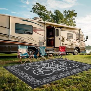 Jacquard 6x9 ft Ngoài Trời Đảo Ngược nhựa rơm thảm không thấm nước lớn Patio thảm cho RV cắm trại sân sau boong bãi biển dã ngoại - Product Image 1