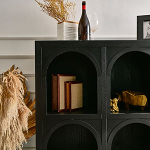 Armoire de rangement multifonction en bois massif noir, montage facile, style moderne, ferme et hôtel, salon, élégante pièce de mobilier - Product Image 4