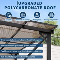 Pergola murale inclinée 10x12 pieds avec écran, auvent moderne pour patio extérieur, abri rigide toutes saisons pour terrasse, jardin et fêtes