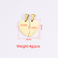 Collier personnalisé en acier inoxydable avec pendentif en forme de cœur cassé pour couples, vente en gros