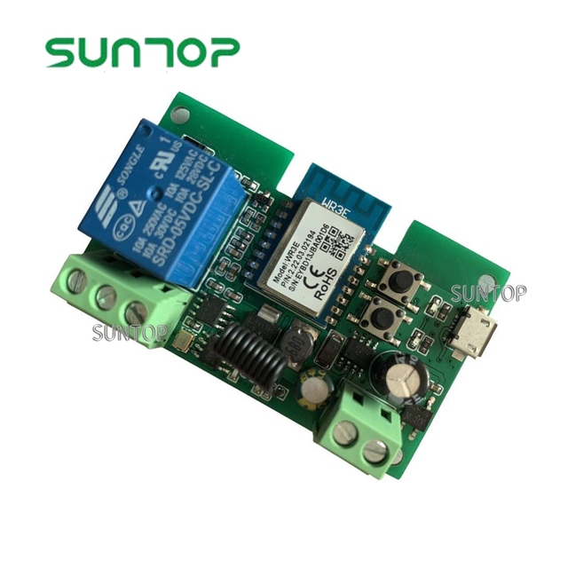 WiFi Wireless Smart Switch Relay Module for Smart Home 5V 5V/12V Ba Applied to Access Control, Turn on PC, Garage Door