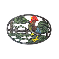Dessous de plat en métal de décoration de coq en fonte fabriqué à la main