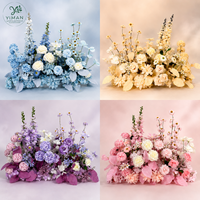 Composition florale artificielle personnalisée YM, rangée de fleurs multicolores, boule de fleurs rouges pour chemin de fleurs de mariage et centre de table