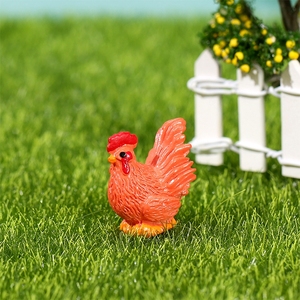 Ornamenti per micropaesaggi, gallina e gallo in resina, piccole figurine tridimensionali, simpatici animali in miniatura per uso domestico - Product Image 3