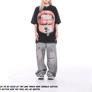 <span class=keywords><strong>Camiseta</strong></span> <span class=keywords><strong>de</strong></span> manga corta estilo americano para chica, súper cool, con broches anchos, <span class=keywords><strong>de</strong></span> alta resistencia, estilo urbano, holgada y resistente. - Product Image 5