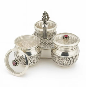 กล่องตกแต่ง3ชามสีเงิน925หรูหราของขวัญเงินทำมือสำหรับการตกแต่งบ้านที่หรูหราและผลไม้แห้ง - Product Image 1