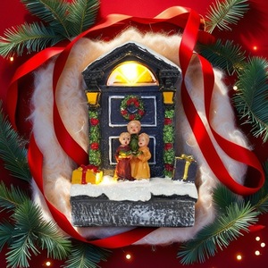 Cabaña de Santa Claus, pequeña casa luminosa, nieve, adornos navideños, regalos de Navidad, decoraciones, funciona con pilas - Product Image 5
