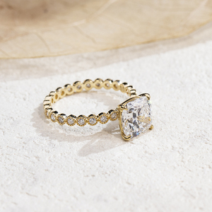 Bague de fiançailles Messi Jewelry MSR-1742 en or 18 carats avec diamant solitaire taille coussin et sertissage clos, diamant de laboratoire - Product Image 2