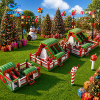 Château gonflable commercial sur le thème de Noël, trampoline et toboggan gonflables pour enfants