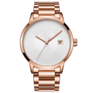 Reloj Mecánico de Oro Rosa con Esfera Redonda, Visualización de Fecha, Analógico, Estilo Casual y de Negocios para Hombre - Product Image 1