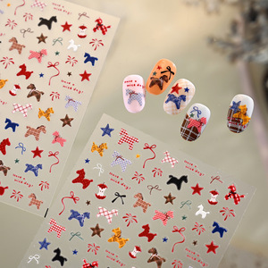 Autocollants pour ongles à motif écossais britannique vintage TS4258, décorations mignonnes pour ongles en patchwork pour le Nouvel An, pour la manucure DIY - Product Image 1