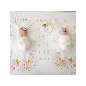 Photography Gift Soft Plush Newborn Baby Monthly Growth Floral Plush Swaddle Wrap Baby Milestone <strong>Blanket</strong> Fleece <strong>Memory</strong> <strong>Blanket</strong> - Product Image 1