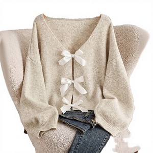 Cárdigan de Punto para <span class=keywords><strong>Mujer</strong></span>, Suéter con Lazo Decorativo, Ropa Femenina, Venta <span class=keywords><strong>al</strong></span> <span class=keywords><strong>Por</strong></span> <span class=keywords><strong>Mayor</strong></span>, Fabricante, Fábrica DZ1 - Product Image 4