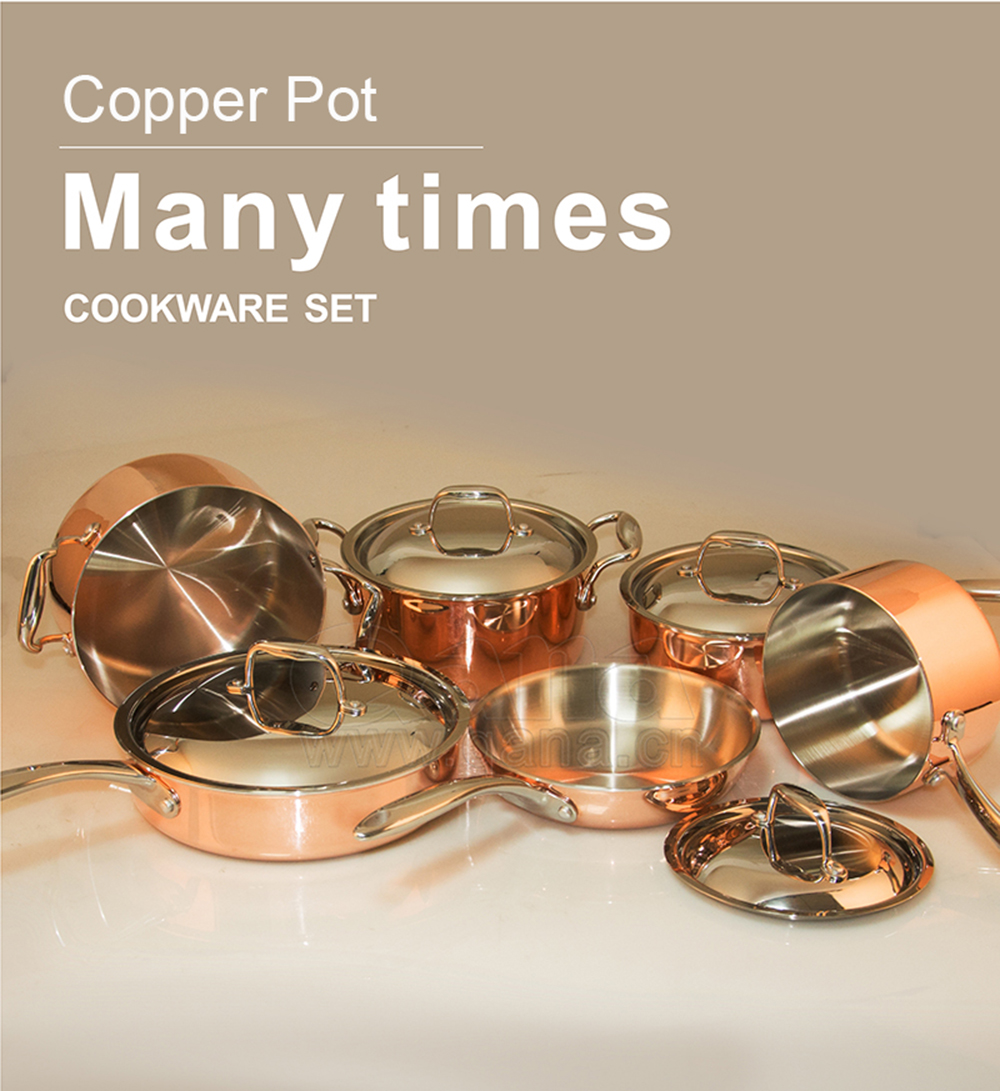 Оптовая продажа с завода QANA, набор медных кастрюль от производителя, кухонная посуда из нержавеющей стали, кастрюля для приготовления пищи, кастрюли для супа и стока, кастрюли для жарки, посуда