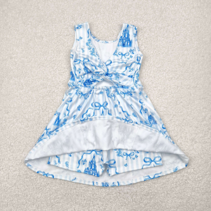 RTS Bébé Filles En Gros Shorts À L'intérieur <span class=keywords><strong>Bleu</strong></span> Château Imprimer Dos Arcs Athlétique Active Wear Longueur Au Genou <span class=keywords><strong>Tennis</strong></span> Boutique Robes - Product Image 3