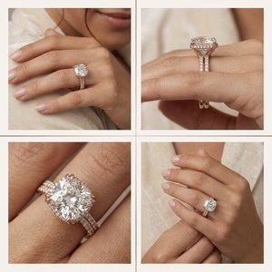 Elegante Anillo de Compromiso con Corte Cojín y Halo Oculto en Oro Rosa, Joyería de Lujo para Boda, Anillo Nupcial Fino para Mujer - Product Image 3