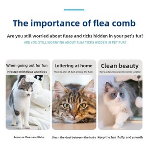 Peigne anti-puces et poux pour animaux <span class=keywords><strong>de</strong></span> compagnie, en acier inoxydable, à dents fines, pour le toilettage, élimine les poils lâches et les tiques, outil <span class=keywords><strong>de</strong></span> nettoyage pour chiens et chats - Product Image 4